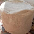 Zachte pluche poef opblaasbare vulling crème kleur rond, Nieuw, Ophalen of Verzenden, Modern, Overige materialen