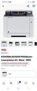 KYOCERA ECOSYS P5026cdw - Laserprinter A4 - Kleur - WIFI, Computers en Software, Printers, Ophalen of Verzenden, Nieuw, Printer