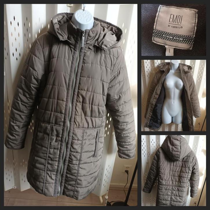 EMOI winterjas parka zakken afritsbare capuchon L, Kleding | Dames, Jassen | Winter, Gedragen, Maat 42/44 (L), Groen, Ophalen of Verzenden