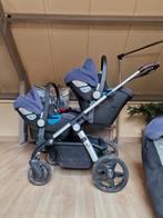 Complete Silver Cross Tweeling Kinderwagen met Maxi Cosi!, Gebruikt, Verstelbare duwstang, Ophalen, Kinderwagen