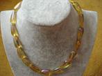 Glas collier, Sieraden, Tassen en Uiterlijk, Kettingen, Ophalen of Verzenden, Nieuw, Geel, Overige materialen