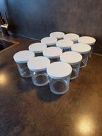 12 glazen met deksels + 3 extra glazen, Huis en Inrichting, Keuken | Servies, Ophalen, Glas of Glazen, Overige stijlen, Glas