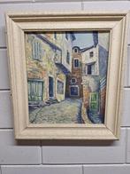 Oud schilderij met een oud straatje in Zuid Frankrijk  1953, Antiek en Kunst, Ophalen of Verzenden