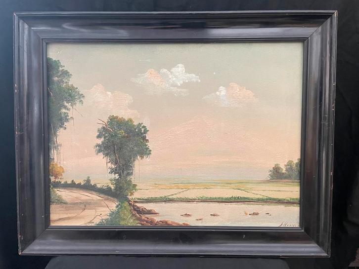 Landschap somewhere in Nederlands-Indië, Antiek en Kunst, Kunst | Schilderijen | Klassiek, Ophalen