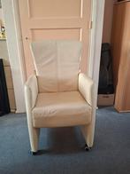 4 Eetkamerstoelen - beige/vanille-wit Leer, Huis en Inrichting, Stoelen, Ophalen, Overige kleuren, Leer, Vier