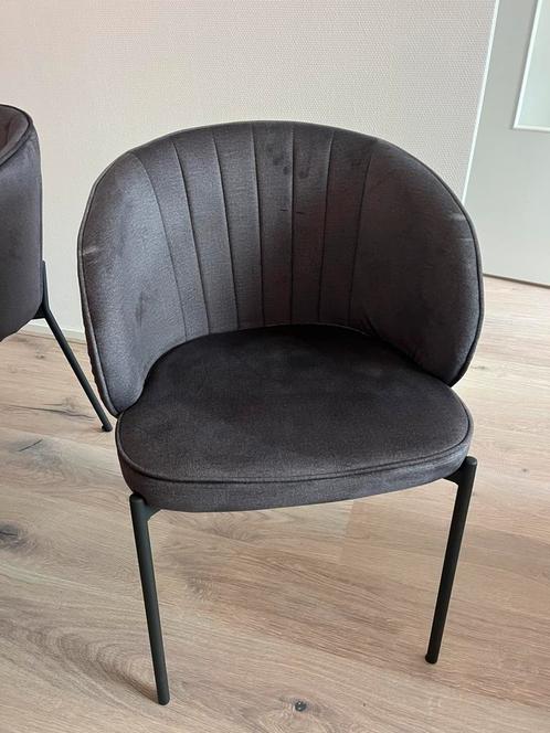 4x Eetkamerstoelen - velvet - antraciet, Huis en Inrichting, Stoelen, Zo goed als nieuw, Vier, Stof, Grijs, Ophalen