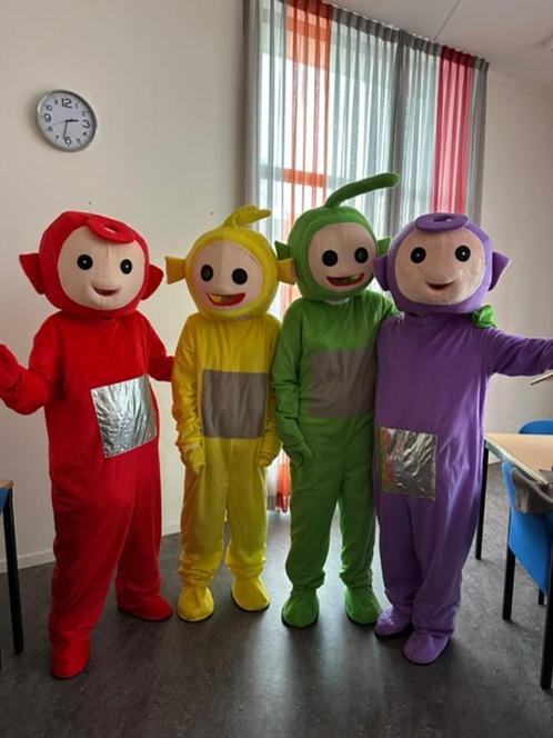 teletubbies pak Tinky Winky , Po , Dipsy en Laa-Laa huren, Hobby en Vrije tijd, Feestartikelen | Verhuur, Zo goed als nieuw, Ophalen of Verzenden
