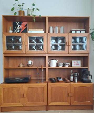  Deens mid-century wandkast/wandmeubel. Vintage beschikbaar voor biedingen