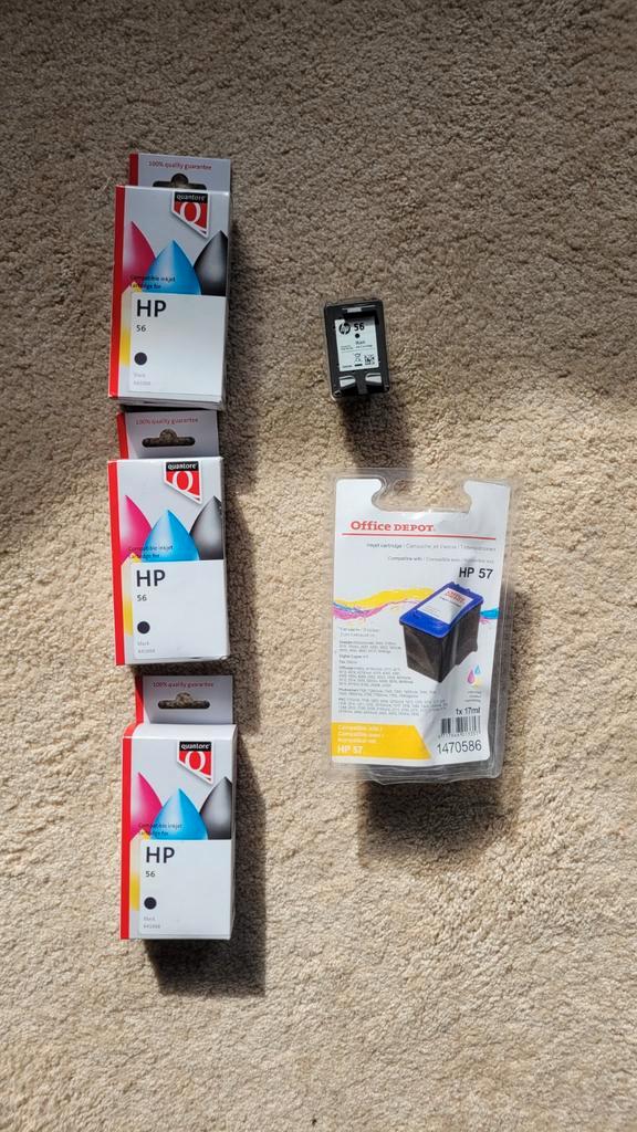 HP inktcartridges 4x zwart HP 56. 1x kleur HP 57, Computers en Software, Printerbenodigdheden, Nieuw, Cartridge, Ophalen of Verzenden