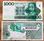 2 x 1000 gulden Spinoza (1972) + Kievit (1994), Postzegels en Munten, Bankbiljetten | Nederland, Ophalen, 1000 gulden, Setje