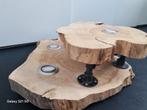 Houten plafond lamp met zwart steigerbuis, Huis en Inrichting, Ophalen of Verzenden, Nieuw, Metaal, Industrieel