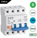3x Aardlekautomaat B 20A 3 polig + nul 300mA 6kA Type-A RCM4, Doe-het-zelf en Verbouw, Elektra en Kabels, Ophalen of Verzenden