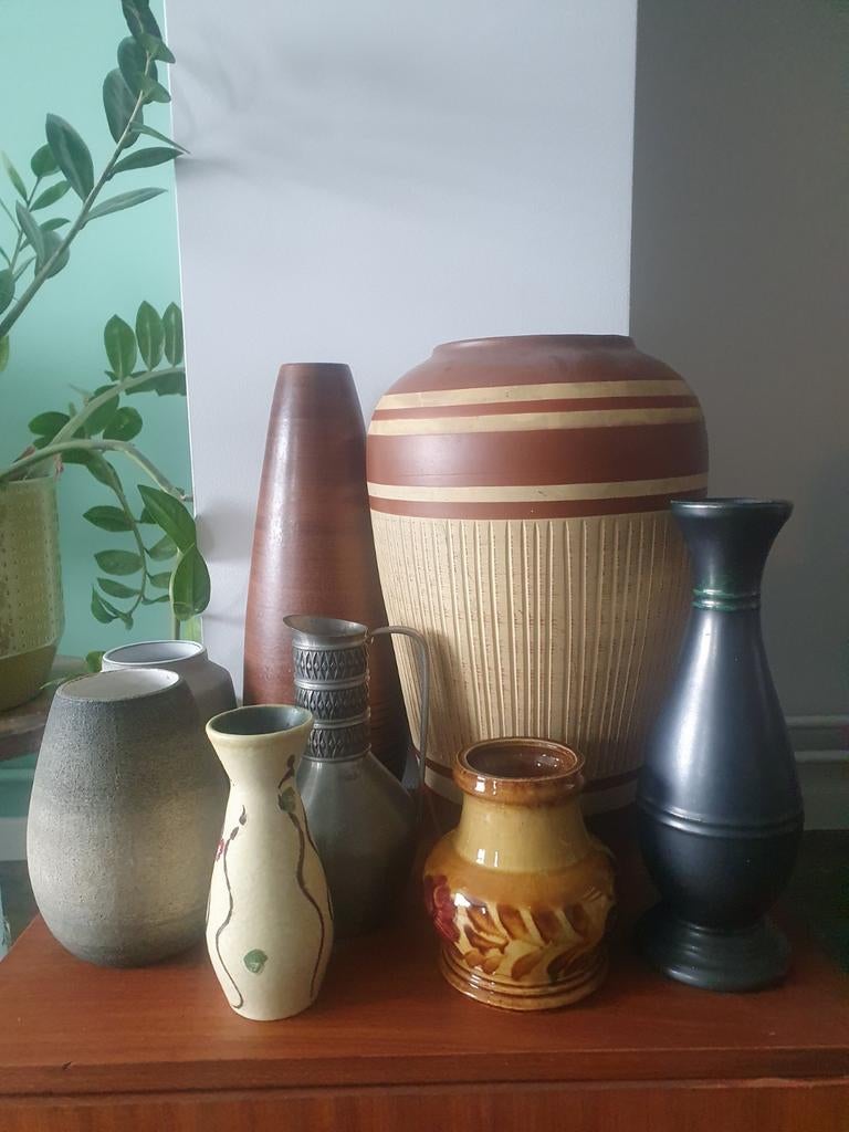 Lot met vintage vazen + bloempot, Ophalen