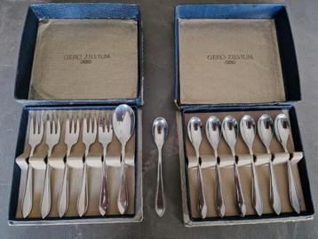 gero 90 verzilverd gemerkt gebak gebaks vork en lepel beschikbaar voor biedingen