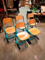 Vintage Schoolstoelen - Set van 5, Ophalen, Gebruikt, Blauw, Vintage