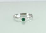 Vintage witgouden ring met smaragd, Sieraden, Tassen en Uiterlijk, Antieke sieraden, Ophalen of Verzenden, Goud, Ring, Met edelsteen