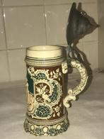 Antieke Bierpul met Tinnen Deksel, Antiek en Kunst, Antiek | Keramiek en Aardewerk, Ophalen of Verzenden