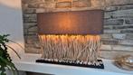 Tafellamp Phuket Grande met bruine kap, Huis en Inrichting, Lampen | Tafellampen, Ophalen, Hout, Gebruikt, 50 tot 75 cm