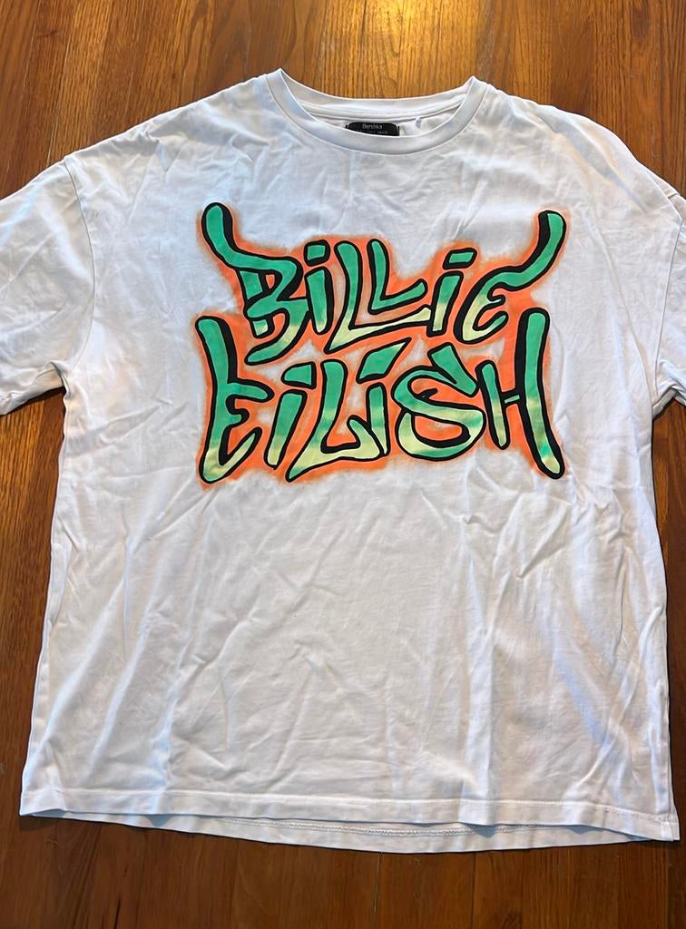 Billie Eilish Vintage Shirt Bershka Mt.S/M, Kleding | Dames, T-shirts, Gedragen, Maat 36 (S), Wit, Korte mouw, Ophalen of Verzenden
