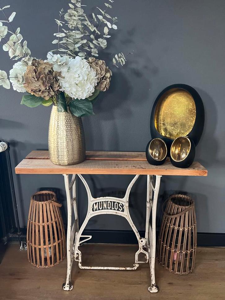 Oud naaitafeltje - 100x35x75 cm, Huis en Inrichting, Tafels | Sidetables, Gebruikt, 25 tot 50 cm, 50 tot 100 cm, Rechthoekig, Metaal