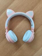 Roze draadloze koptelefoon met kattenoren, Overige merken, Bluetooth, Zo goed als nieuw, Op oor (supra aural)