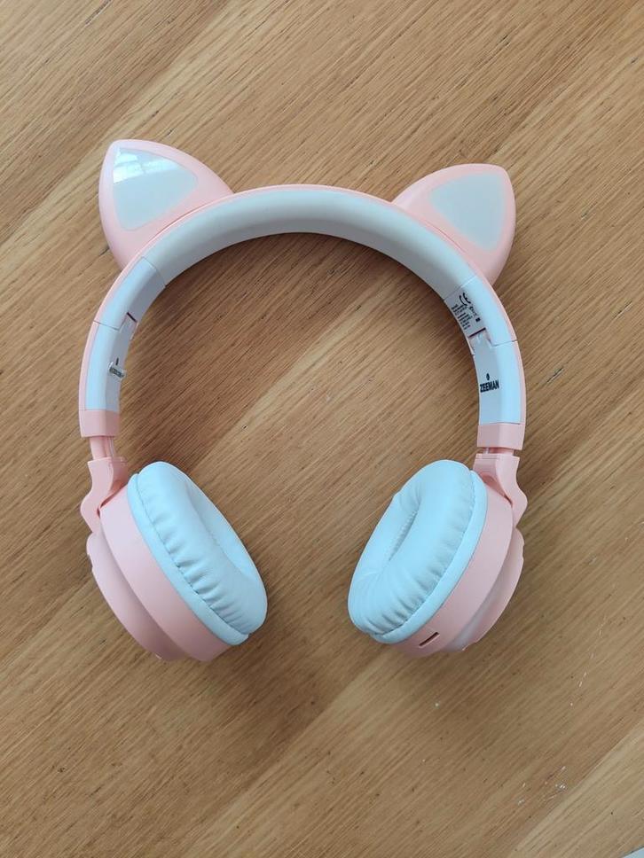Roze draadloze koptelefoon met kattenoren, Audio, Tv en Foto, Koptelefoons, Zo goed als nieuw, Op oor (supra aural), Overige merken