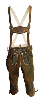 Lang Lederhosen Heren Vintage Premium Oktoberfest Broek, Maat 52/54 (L), AA Lederhosen, Carnaval, Nieuw