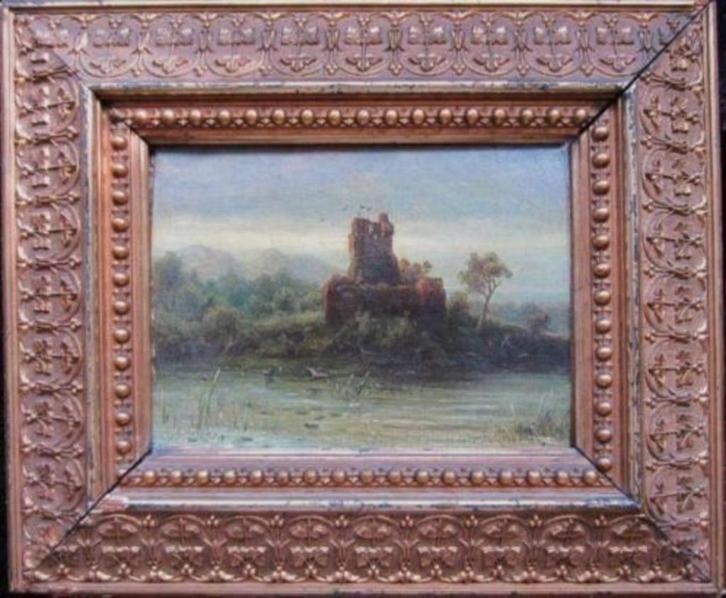 =J Heydendael 1844 - 1906== ruïne in landschap=, Antiek en Kunst, Kunst | Schilderijen | Klassiek, Ophalen of Verzenden
