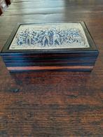 Vintage houten sigarendoos, Ophalen of Verzenden, Zilver