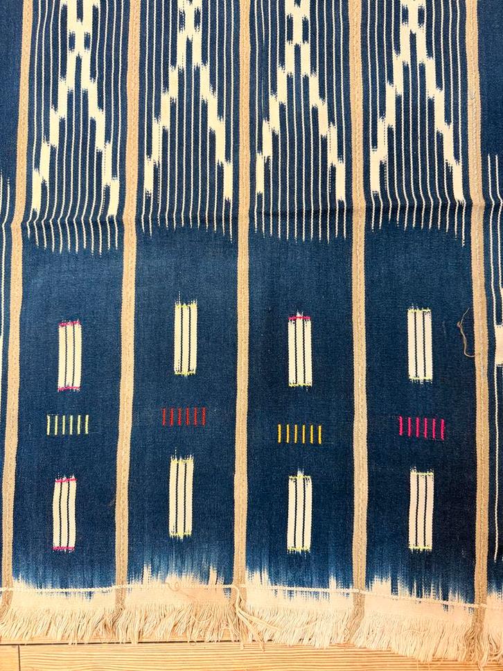 Vintage Blauw-Wit Gestreept Kleed, Huis en Inrichting, Stoffering | Tapijten en Kleden, Gebruikt, 50 tot 100 cm, 150 tot 200 cm