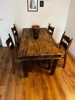 Klassieke massief eiken houten tafel + stoelen, Ophalen, Gebruikt, Klassiek, Eikenhout