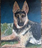 Vintage schilderij herdershond herder hond retro kitsch, Ophalen of Verzenden, Huis en Inrichting