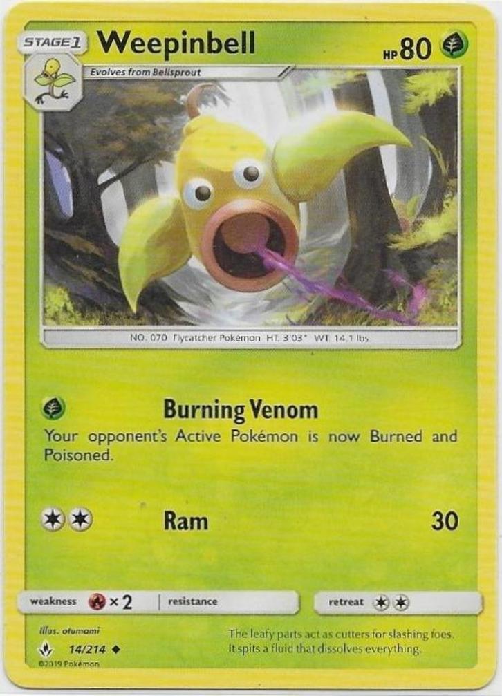 Unbroken Bonds,  Weepinbell [uncommon] 14/214, Hobby en Vrije tijd, Verzamelkaartspellen | Pokémon, Nieuw, Losse kaart, Verzenden