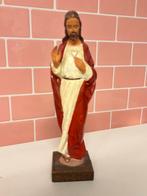 Jezus Christus Beeld Heilig Hart Handgemaakt Houtsnijwerk Ku, Antiek en Kunst, Ophalen