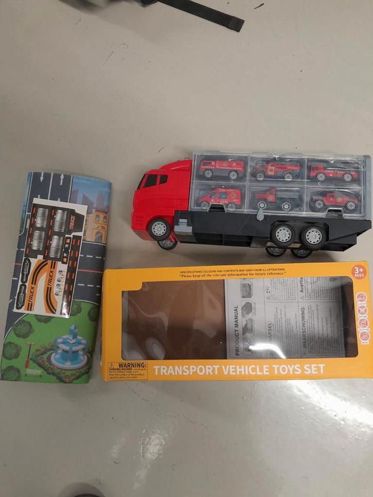 Transport Truck met Auto's + kleed Nieuw in doos, Kinderen en Baby's, Speelgoed | Overig, Nieuw, Jongen of Meisje, Ophalen of Verzenden