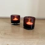 Pomax SKLO Theelichthouders Aubergine - Set van 2, Ophalen, Overige kleuren, Nieuw, Kandelaar