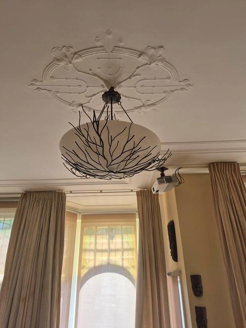 hanglamp schaal en 3 lampen, Huis en Inrichting, Lampen | Kroonluchters, Gebruikt, Glas, Metaal, Ophalen
