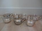 theeglazen met verzilverde houder 7 stuks, Gebruikt, Overige typen, Ophalen of Verzenden, Glas