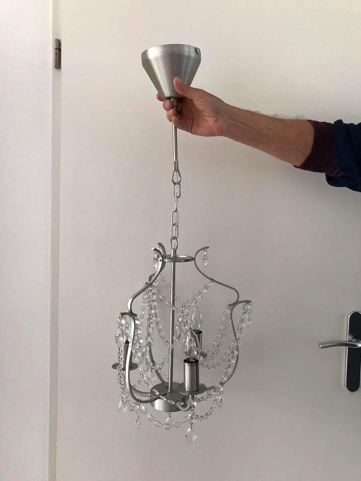kroonluchter (2X) en tipkaars gloeilampen, Huis en Inrichting, Lampen | Kroonluchters, Gebruikt, Ophalen of Verzenden