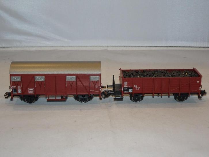 Marklin hogeboordwagon 46040+gesloten wagon 46274 OVP (#758), Hobby en Vrije tijd, Modeltreinen | H0, Zo goed als nieuw, Wagon