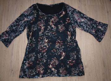 Zwart Kanten Shirt met Bloemprint M&S Mode (L) beschikbaar voor biedingen