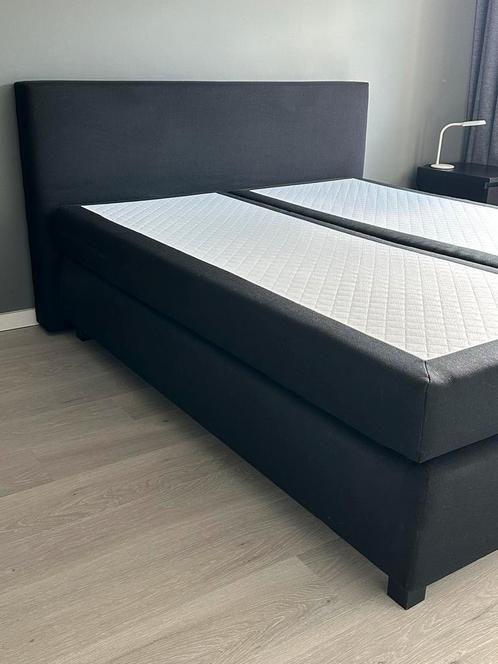 Boxspring 160x200 - Zwart, Huis en Inrichting, Slaapkamer | Bedden, Gebruikt, Tweepersoons, 160 cm, 200 cm, Stof, Zwart, Ophalen
