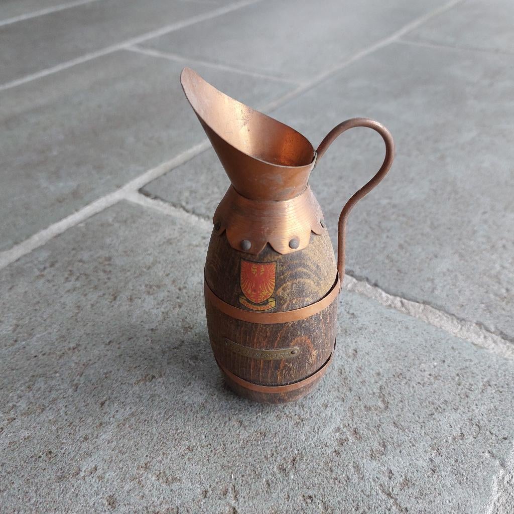 Vintage kannetje van koper en hout, Antiek en Kunst, Antiek | Koper en Brons, Ophalen of Verzenden