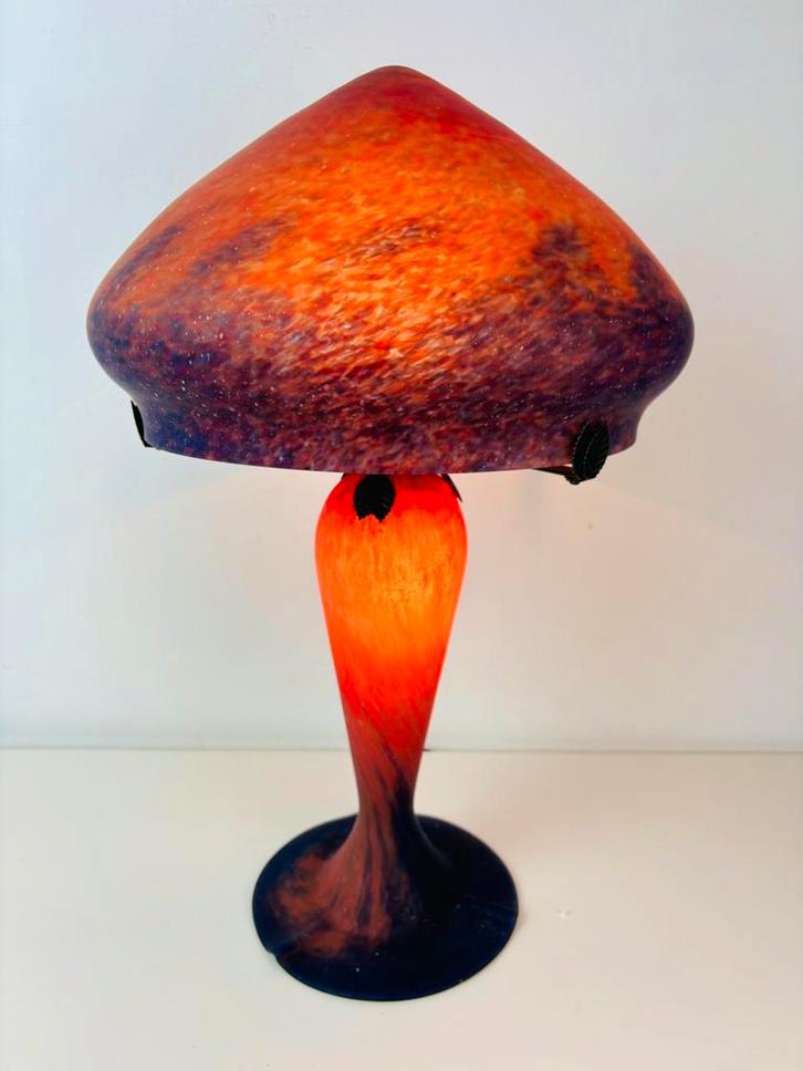 Franse art nouveau paddestoel lamp pate de verre, Antiek en Kunst, Antiek | Lampen, Ophalen of Verzenden