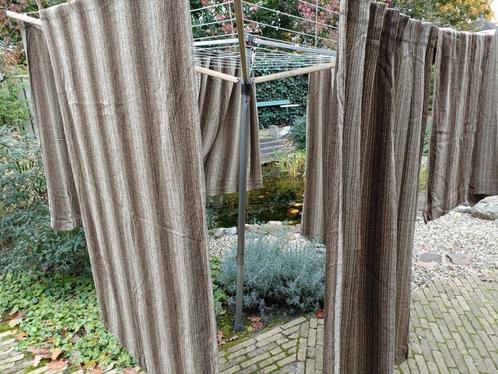 Vintage bruin beige grof geweven linnen ? gordijn (KG15), Huis en Inrichting, Stoffering | Gordijnen en Lamellen, Gebruikt, Beige
