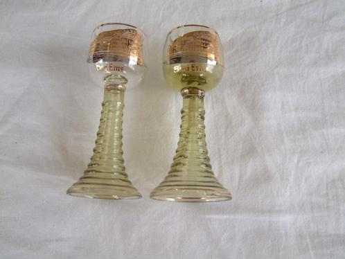 2 kleine antieke bijzondere antieke glaasjes roemer Bad Ems, Antiek en Kunst, Antiek | Glas en Kristal, Ophalen of Verzenden