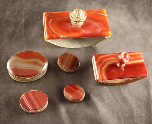 Zesdelige set met agaat, Antiek en Kunst, Antiek | Overige Antiek, Verzenden