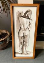 Naaktstudie inkt 28x65 cm, Antiek en Kunst, Kunst | Tekeningen en Foto's, Ophalen of Verzenden