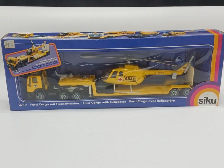 SIKU Ford + dieplader + helicopter ADAC set 3719, Hobby en Vrije tijd, Modelauto's | 1:50, Zo goed als nieuw, Bus of Vrachtwagen
