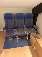 Originele KLM vliegtuigstoelen - 3 op een rij, Huis en Inrichting, Stoelen, Ophalen, Gebruikt, Drie, Blauw